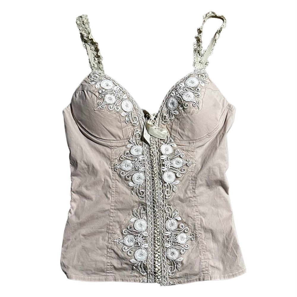 SOLD Tan Lace Corset Like Tank